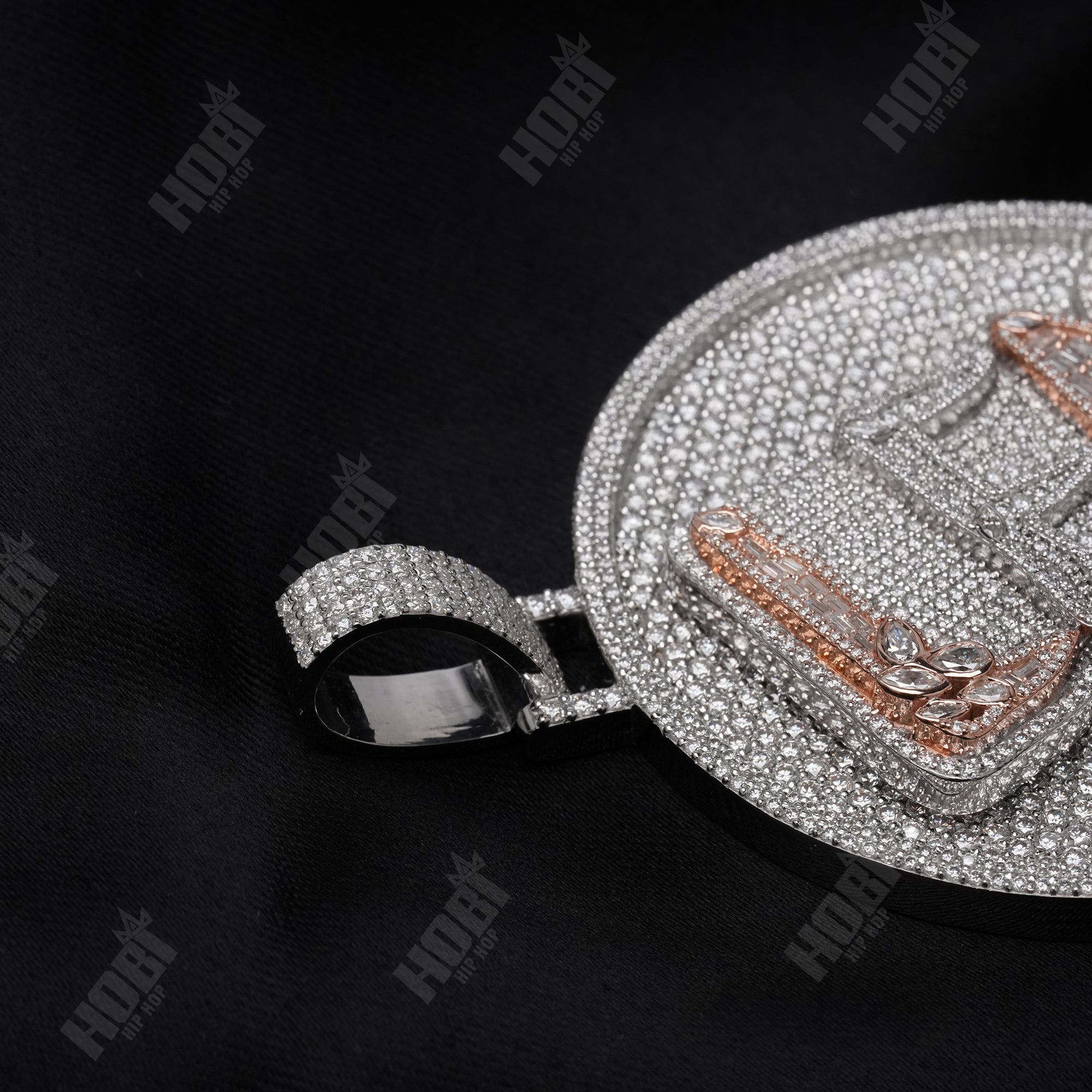 Giant Iced Out Initial Medallion Pendant - Two-Tone Pave & Baguette