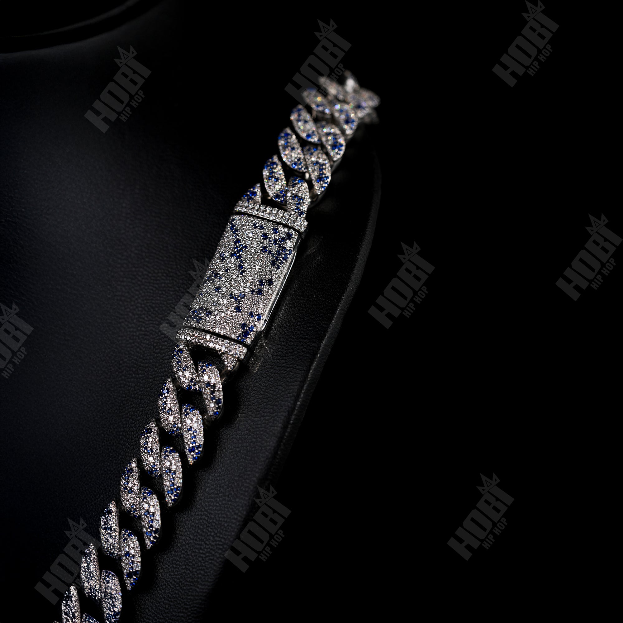 Two-Tone Blue & White Diamond Cuban Chain