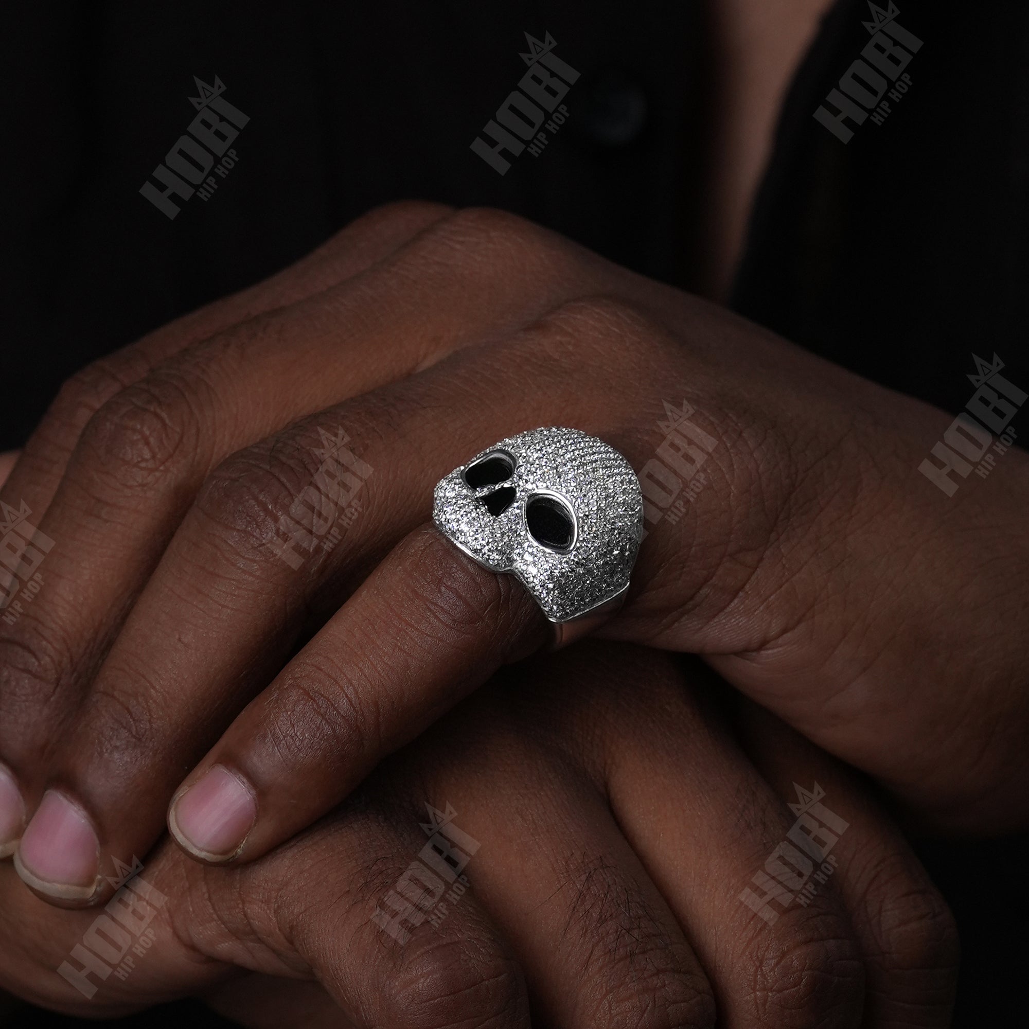 Statement Full-Bling Skull Head Ring