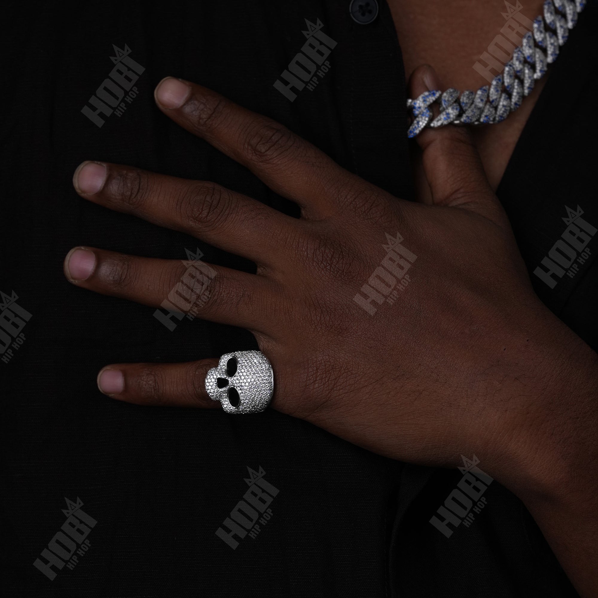 Statement Full-Bling Skull Head Ring